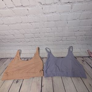 Fabletics Tan and Purple Bras